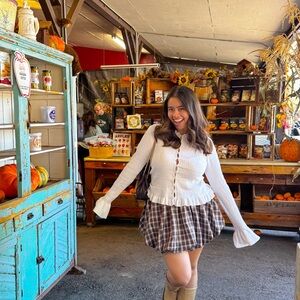 Lulu's Brown Plaid Mini Skirt